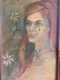 Image 3 of Dreamy Mid Century Oil Portrait on Board