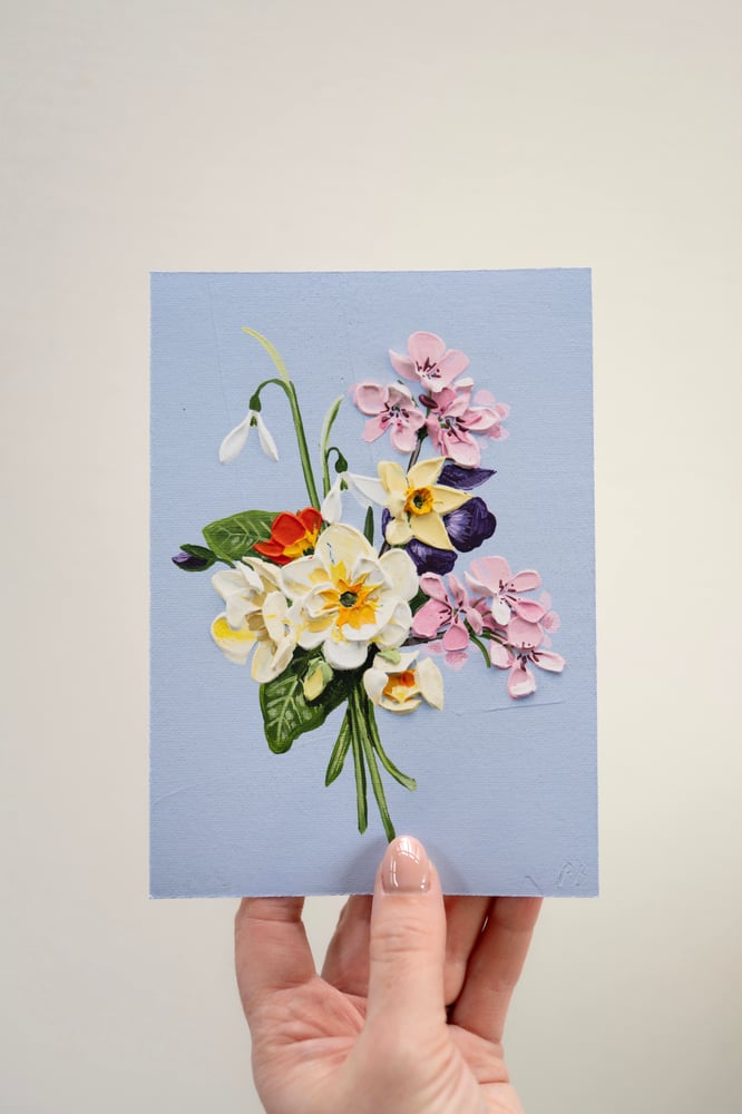 Image of Spring posy On Blue Giclée Print