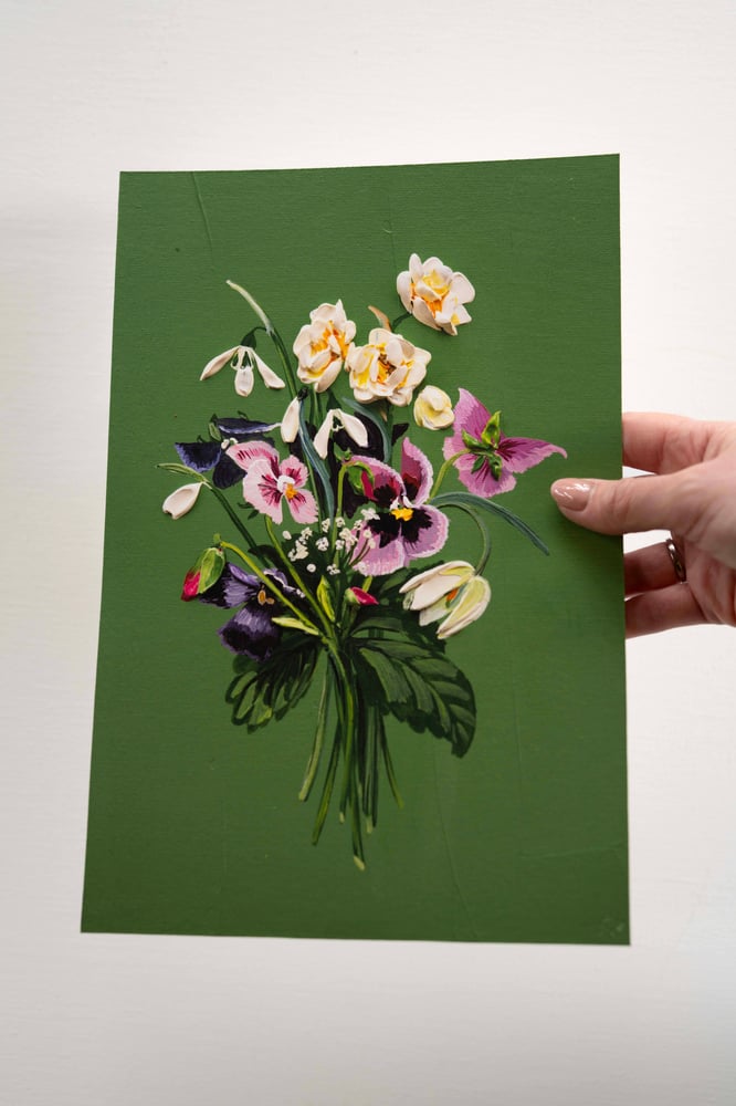 Image of Spring Posy On Green II Giclée Print