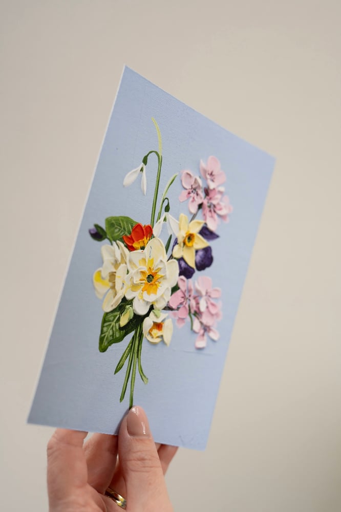 Image of Spring posy On Blue Giclée Print