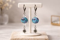 Image 6 of BLUE AND GOLD WIRE WRAPPED STONE NECKLACE 