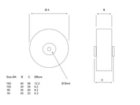 Image 4 of Rubber Castor Wheels in Black and Grey Ø160mm, sold in pairs