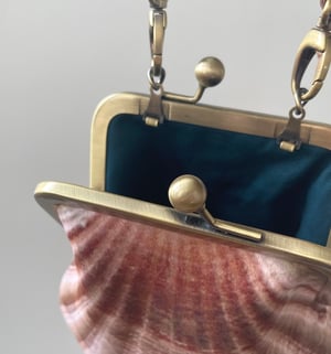 Image of Seashell, crossbody velvet bag with leather strap