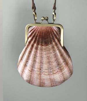 Image of Seashell, crossbody velvet bag with leather strap