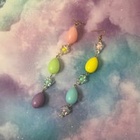 Image 1 of Asymmetrical Easter Egg Flower Earrings