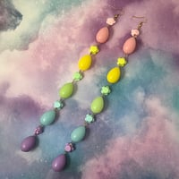 Image 1 of Extra Long Easter Egg Flower Earrings
