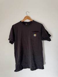 Image 1 of Vintage Carhartt - Black Broken Neck Heavyweight Pocket Logo T-Shirt