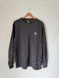 Image 1 of Vintage Carhartt - Grey Marl Pocket Logo Long Sleeve T-Shirt