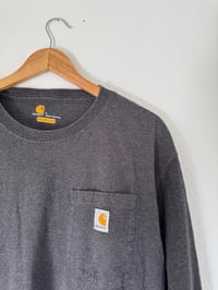 Image 4 of Vintage Carhartt - Grey Marl Pocket Logo Long Sleeve T-Shirt