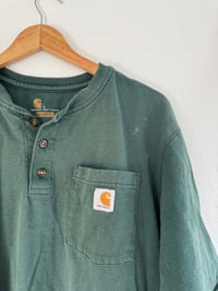 Image 4 of Vintage Carhartt - Green Henley Short Sleeve T-Shirt