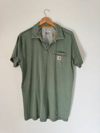 Image 1 of Vintage Carhartt - Green Collard Pocket Logo T-Shirt