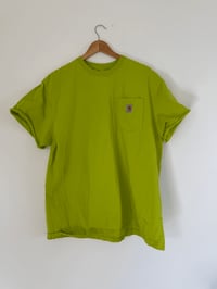Image 1 of Vintage Carhartt - Lime Green Heavyweight Pocket Logo T-Shirt