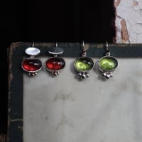 Image 1 of Oval garnet drop earrings 