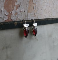 Image 2 of Pear shaped garnet deco earrings 