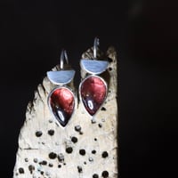 Image 1 of Pear shaped garnet deco earrings 