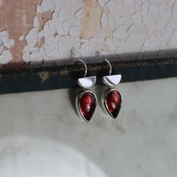 Image 3 of Pear shaped garnet deco earrings 