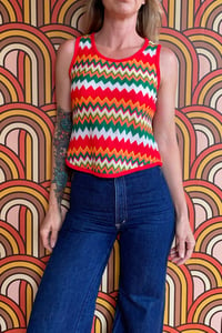 Image 2 of Vintage 70's chevron knit vest XS/S