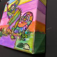 Image 2 of  Lizard Love chameleon, mixed media, art painting