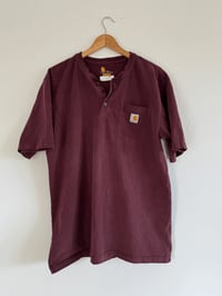 Image 1 of Vintage Carhartt - Burgundy Henley Short Sleeve T-Shirt