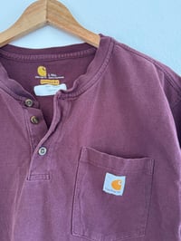 Image 4 of Vintage Carhartt - Burgundy Henley Short Sleeve T-Shirt