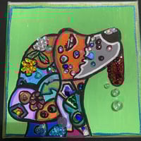 Image 1 of Pop Art Mixed Media Dog Painting