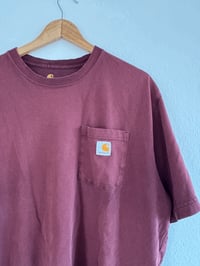 Image 2 of Vintage Carhartt - Burgundy Heavyweight Pocket Logo T-Shirt