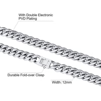 Image 4 of 12mm Silver Cuban Link Chain 