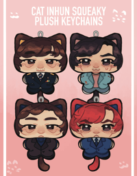 PREORDER | 10 cm cat gi-hun + in-ho squeaky plush keychains (squid game)