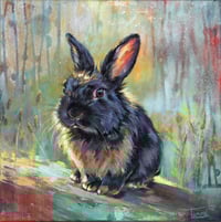 Dawn - Original Acrylic Bunny Painting by Tammy Mercier