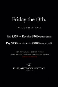 Friday the 13th - Tattoo Credit (Afterpay, Klarna, Affirm available)