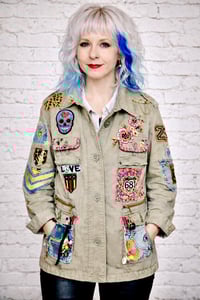 Image 1 of Women's Custom Military Jacket, Y2K Embellished patchwork w/ bohemian signature style 