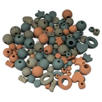 Image 2 of 100PC. ARBOR  MIX hand dyed/painted wooden bead lots mixed size, shape and colors 