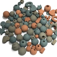 Image 4 of 100PC. ARBOR  MIX hand dyed/painted wooden bead lots mixed size, shape and colors 