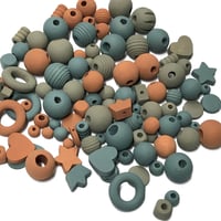 Image 5 of 100PC. ARBOR  MIX hand dyed/painted wooden bead lots mixed size, shape and colors 