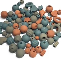 Image 6 of 100PC. ARBOR  MIX hand dyed/painted wooden bead lots mixed size, shape and colors 