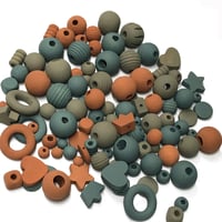 Image 3 of 100PC. ARBOR  MIX hand dyed/painted wooden bead lots mixed size, shape and colors 