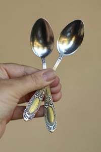 Image 1 of 2 Kaffelöffel, 800er Silber, mit Art Deco Blumendecor