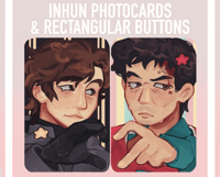 inhun heart hand glittery film photocards & rectangular button pins (squid game)