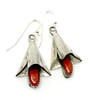Navajo Silver and Coral Blossom Earrings