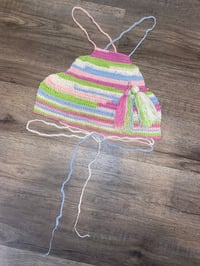 Image 1 of Multicolor Crochet Halter Top With Earrings Set