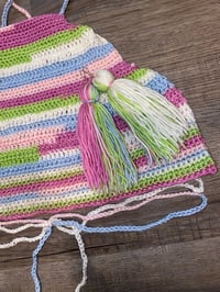 Image 3 of Multicolor Crochet Halter Top With Earrings Set