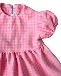 Image 2 of Handmade Vintage Gingham Pink Puff Sleeve Dress