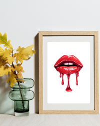 Dripping Lips, Art Print, A5, Wall Art, Home Decor