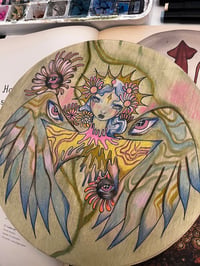 Image 3 of Amelie original on round wood panel 