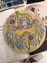 Image 4 of Amelie original on round wood panel 