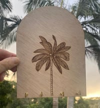 Wooden Engraved Palm Tree Key Ring Holder