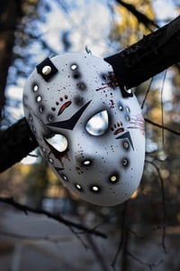 Image 1 of Monochrome Black Friday the Purrteenth Handmade & Hand-Painted Mask