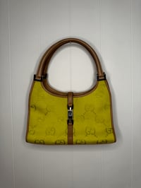Image 1 of Vintage Authentic Gucci GG Neon Yellow Green Top Handle Jackie Bag