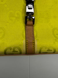 Image 2 of Vintage Authentic Gucci GG Neon Yellow Green Top Handle Jackie Bag