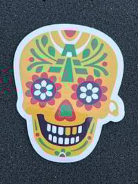 Image 1 of Day of the Dead Calaca Sticker, Mexican Skull Decal, water bottle Calavera